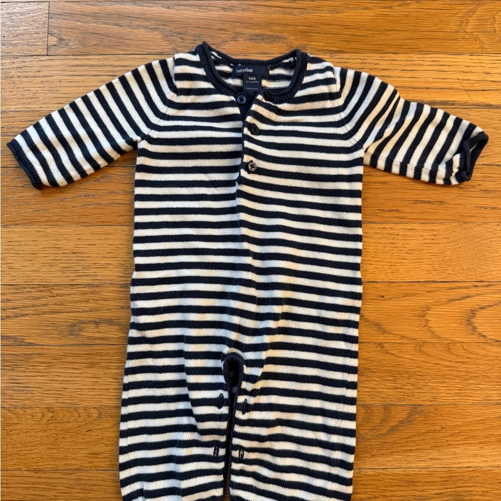 GAP Navy and White Striped Bodysuit